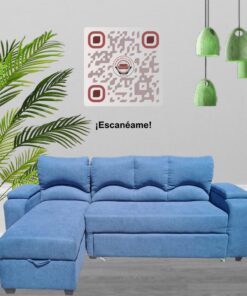 SECCIONAL CAMA BAUL FUNCIONAL 2 PZ DECO LINO AZUL IZQUIERDO