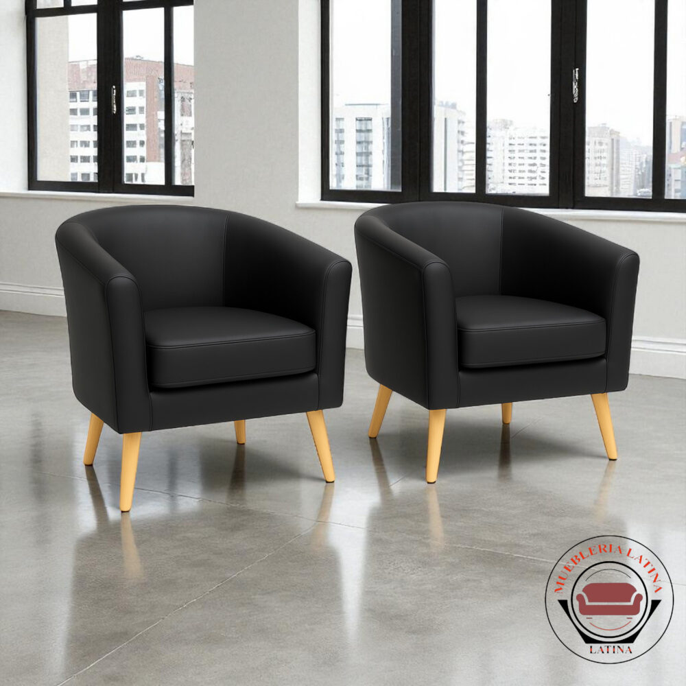 PACK 2 POLTRONA PORTREE LUNA PU ECOCUERO NEGRO