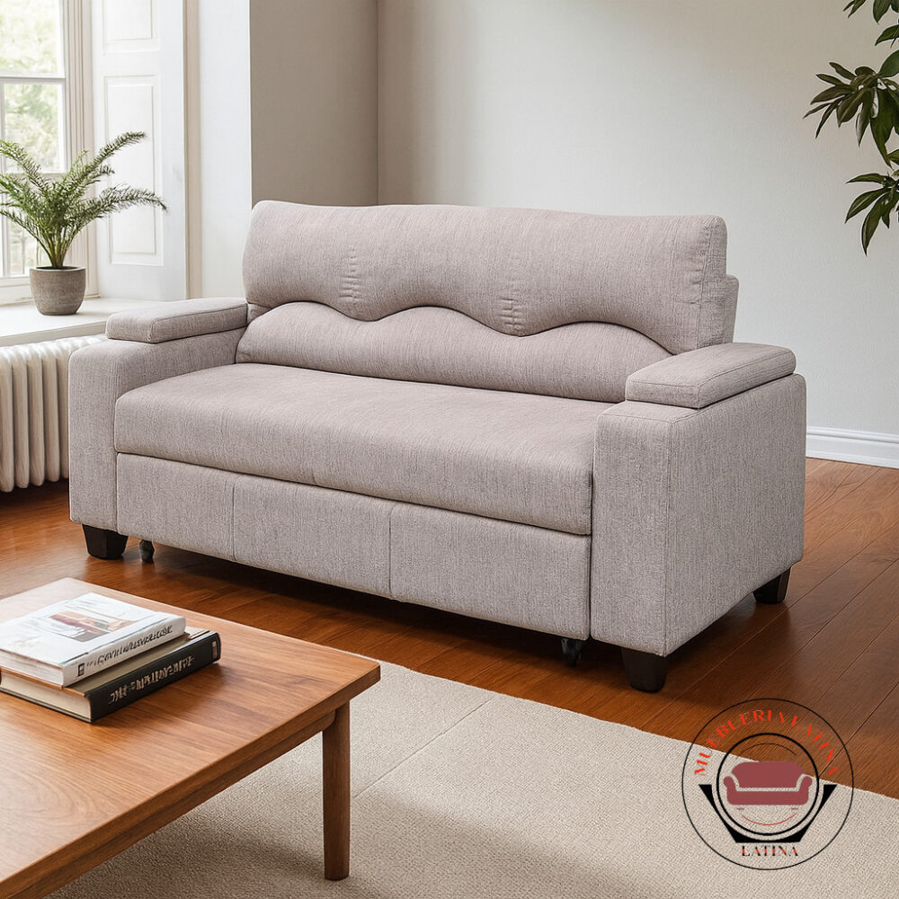 SOFA CAMA FUNCIONAL 2 PZ DECO LINO CREAM CHOCOLATE