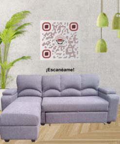 SECCIONAL CAMA BAUL FUNCIONAL 2 PZ DECO LINO GRIS IZQUIERDO