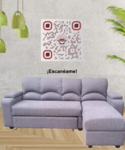 SECCIONAL CAMA BAUL FUNCIONAL 2 PZ DECO LINO GRIS DERECHO