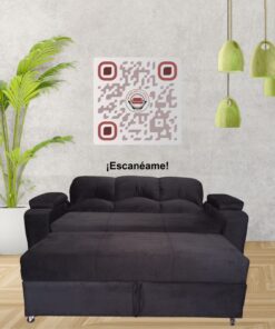 SOFA CAMA FUNCIONAL 2 PZ DECO FELPA NEGRO