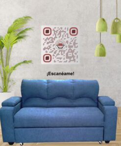 SOFA CAMA FUNCIONAL 2 PZ DECO LINO AZUL