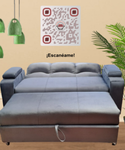 SOFA CAMA FUNCIONAL 2 PZ DECO FELPA GRIS OSCURO
