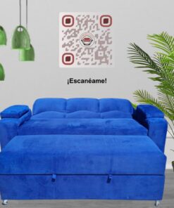 SOFA CAMA FUNCIONAL 2 PZ DECO FELPA AZUL
