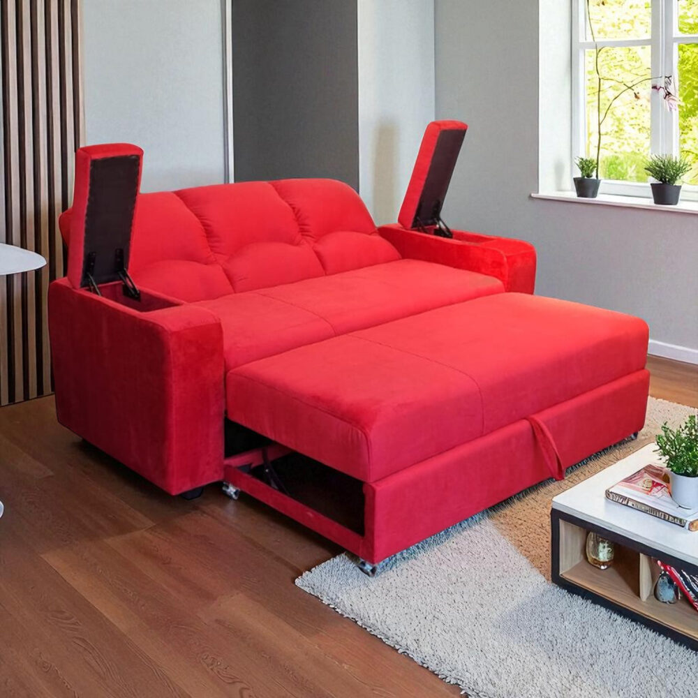 SOFA CAMA FUNCIONAL 2 PZ DECO FELPA BURDEO